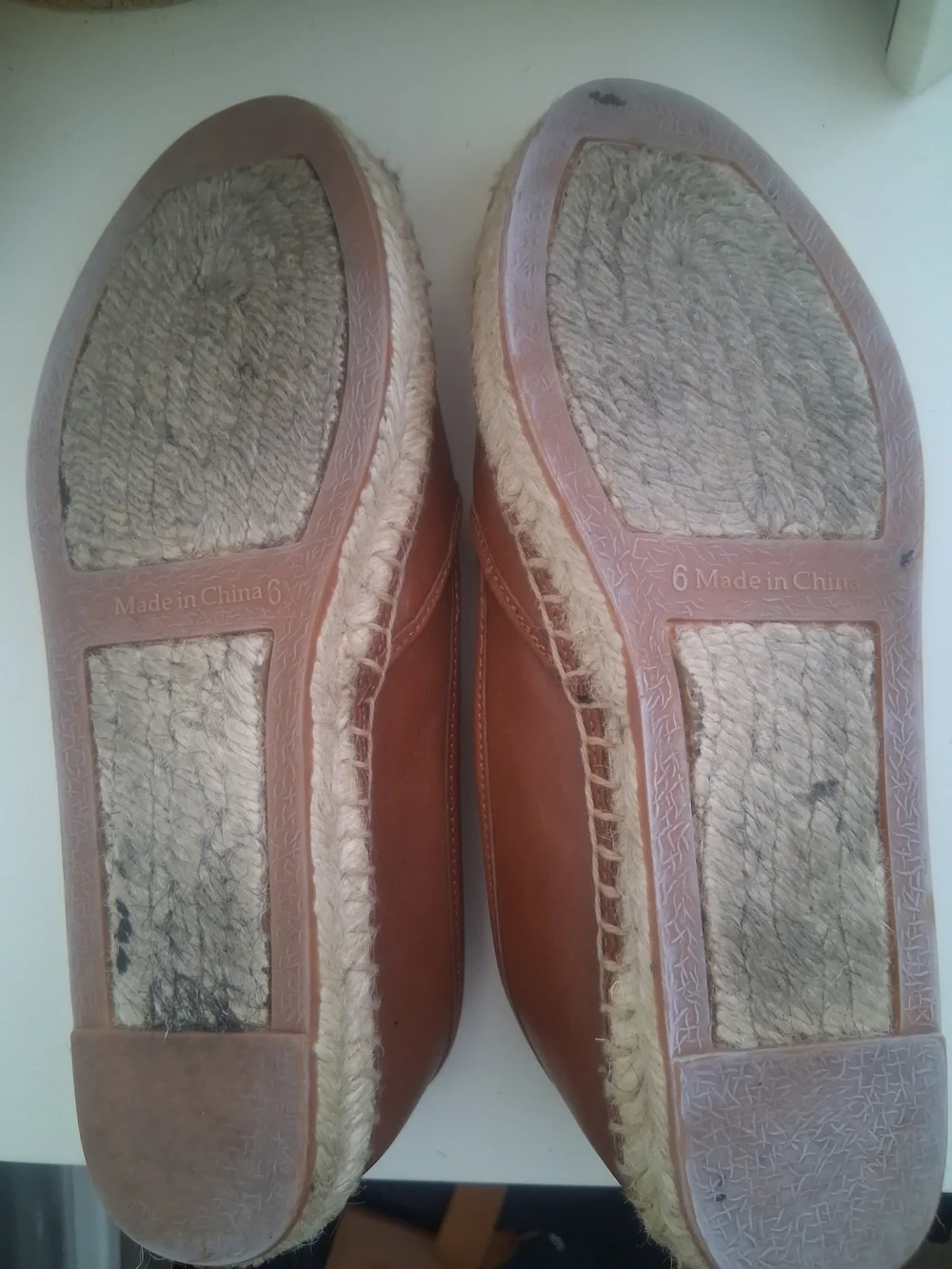 Ralph Lauren Tan Leather Espadrille Slip-Ons with Embossed Logo